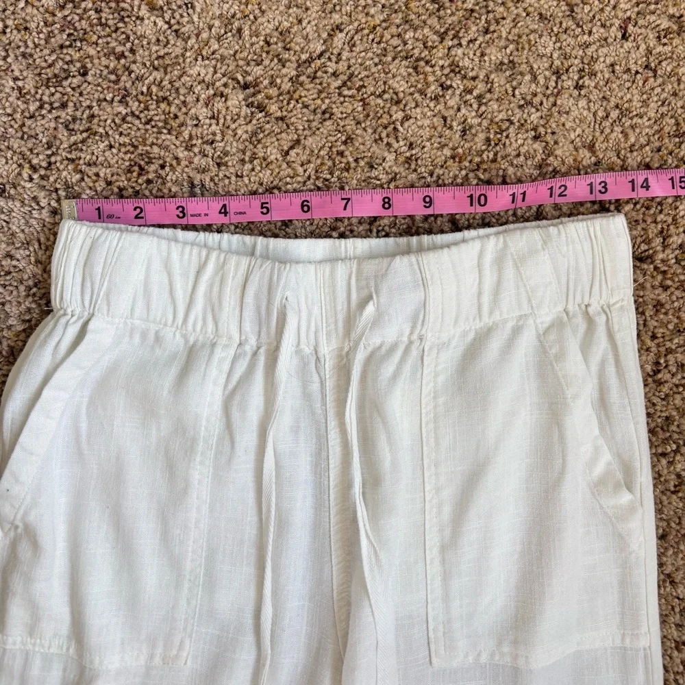 Wide Leg Capri White Drawstring Pants - Picture 5 of 7